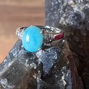 Silver Adjustable Larimar Ring